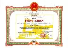 Bằng khen của Chủ tịch UBND Tỉnh Gia Lai trao tặng Công ty PTKHQT Trường Sinh