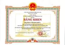Bằng khen của Chủ tịch UBND Tỉnh Gia Lai trao tặng anh Phan Thanh Thiên - TGĐ Tập đoàn Trường Sinh