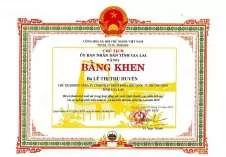 Bằng khen của Chủ tịch UBND Tỉnh Gia Lai trao tặng chị Lê Thị Thu Huyền - CTHĐTV Tập đoàn Trường Sinh